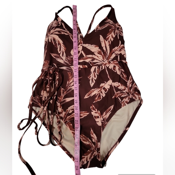 Kona Sol Women's Wrap Waist Medium Coverage One Piece Swimsuit - Brown - Picture 6 of 15